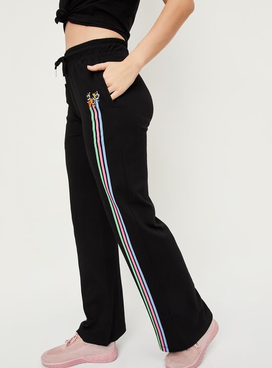 Women Powerpuff Girls Track Pants Black Striped