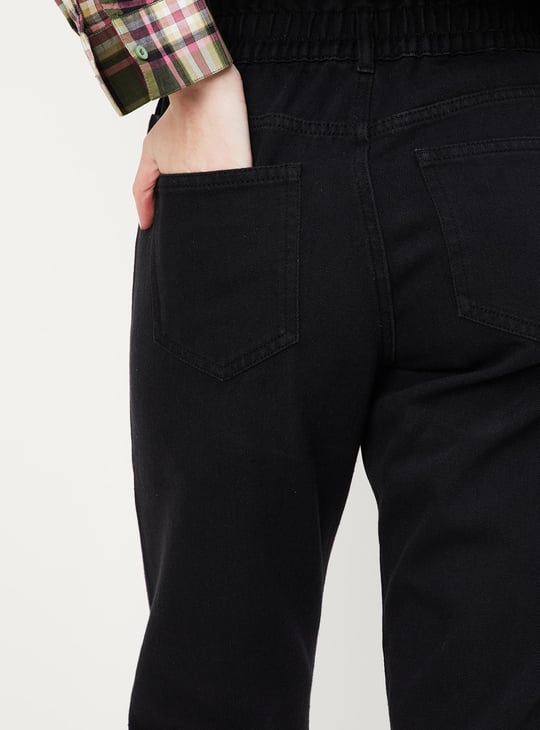 Women Paperbag Waist Mom Fit Jeans