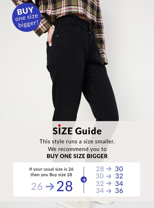 Women Paperbag Waist Mom Fit Jeans