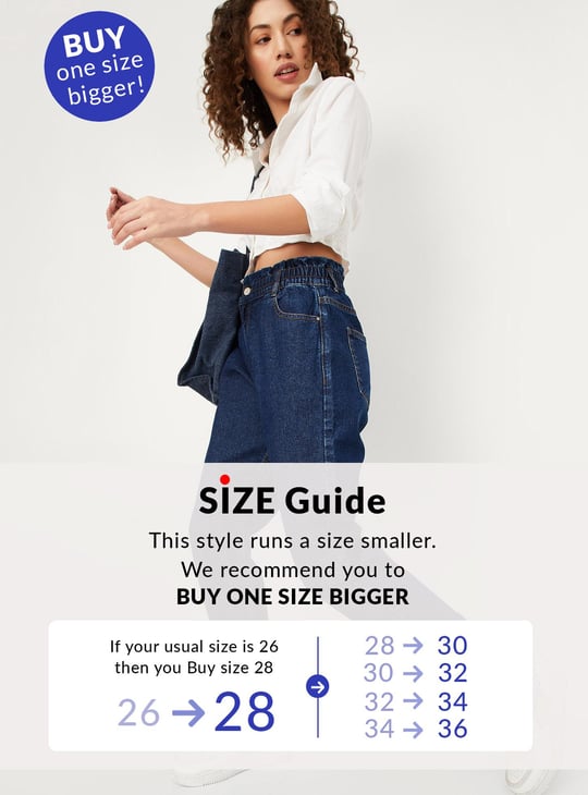 Women Paperbag Waist Mom Fit Jeans