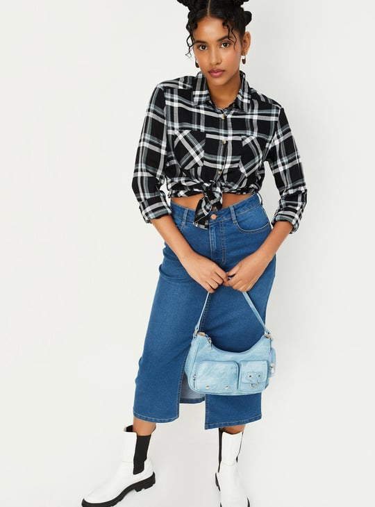 Women Checked Collared Neck Shirt