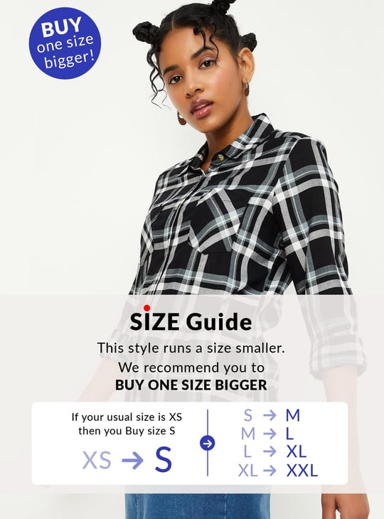 Women Checked Collared Neck Shirt