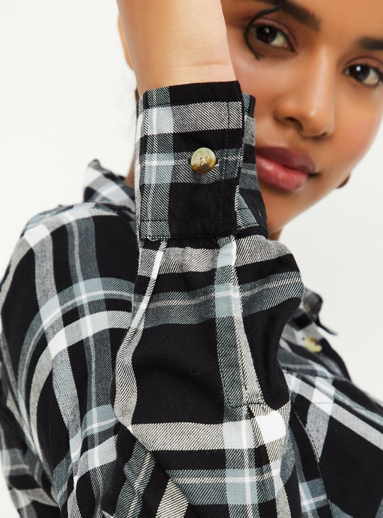 Women Checked Collared Neck Shirt