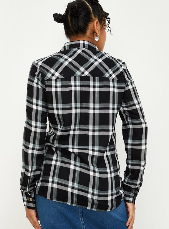 Women Checked Collared Neck Shirt