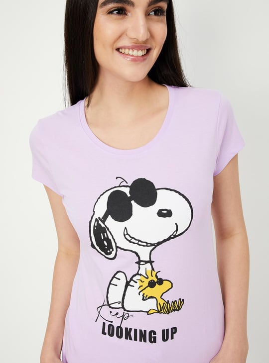 Women Snoopy Print PJ Set