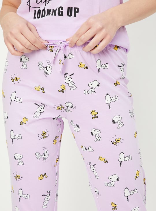 Women Snoopy Print PJ Set