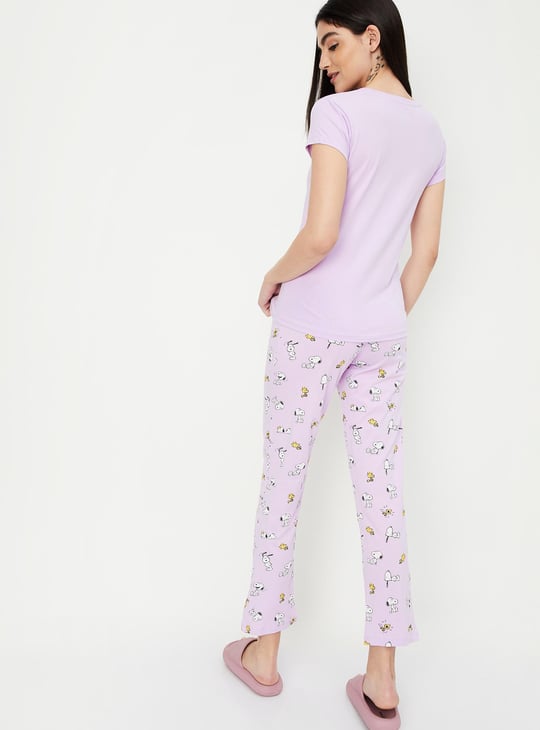 Women Snoopy Print PJ Set
