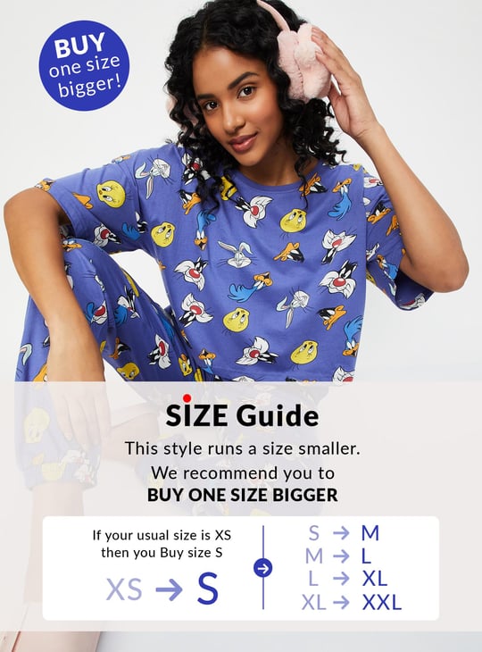 Women Looney Tunes Printed PJ Set