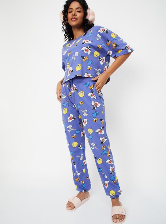 Women Looney Tunes Printed PJ Set