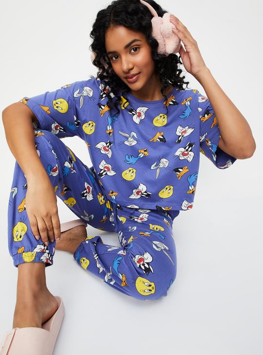 Women Looney Tunes Printed PJ Set