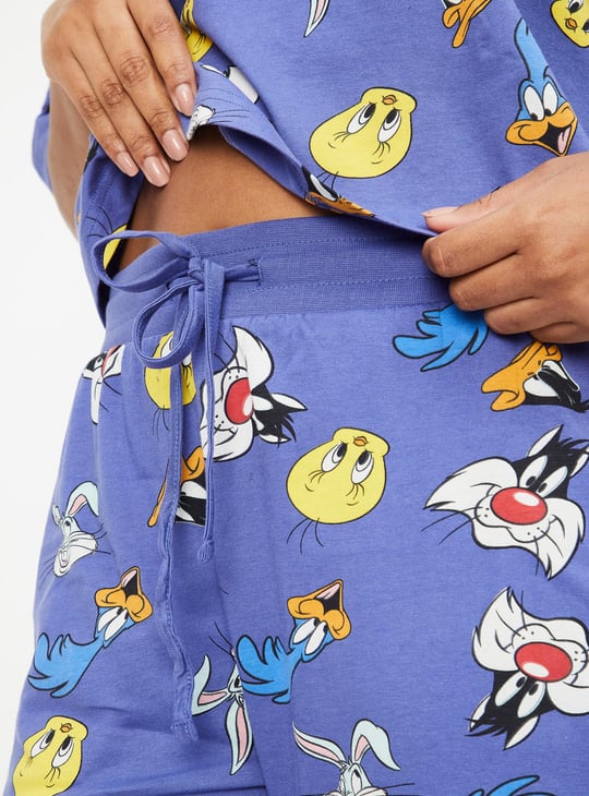 Women Looney Tunes Printed PJ Set