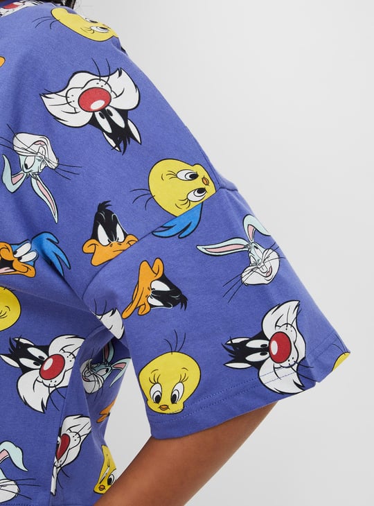 Women Looney Tunes Printed PJ Set
