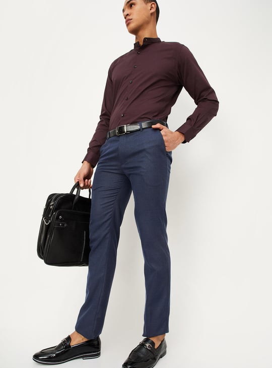 Men Solid Ultra Slim Fit Formal Trousers