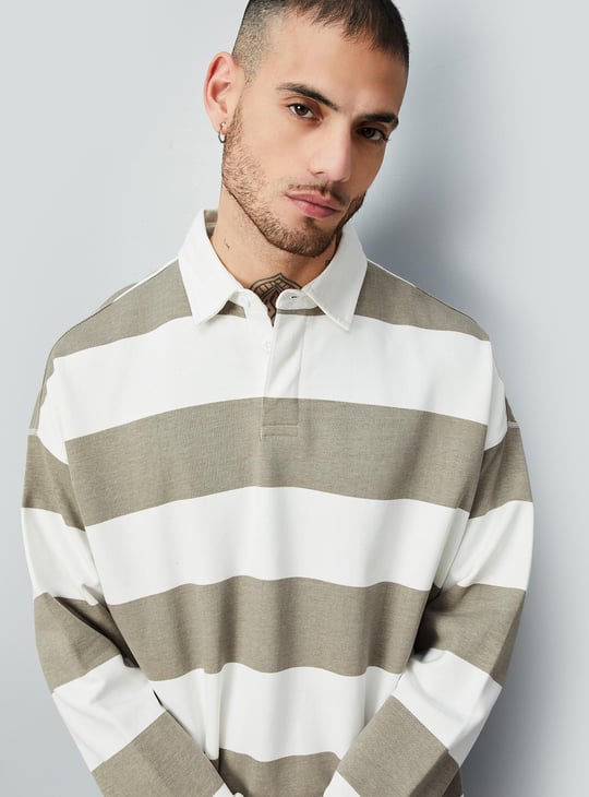 Striped collared sweatshirt online