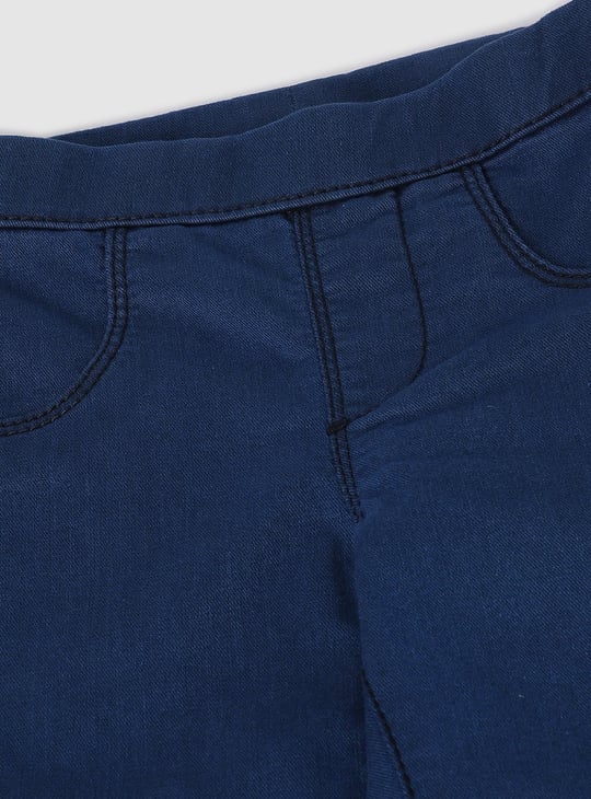 Girls Solid Denim Jeggings