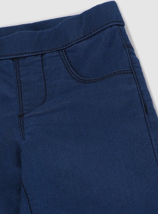 Girls Solid Denim Jeggings