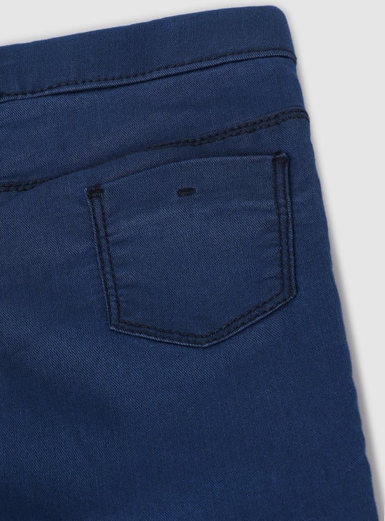 Girls Solid Denim Jeggings