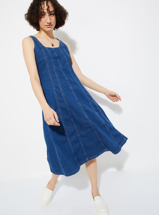 URB_N Women Panelled Denim Dress