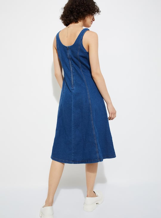 URB_N Women Panelled Denim Dress