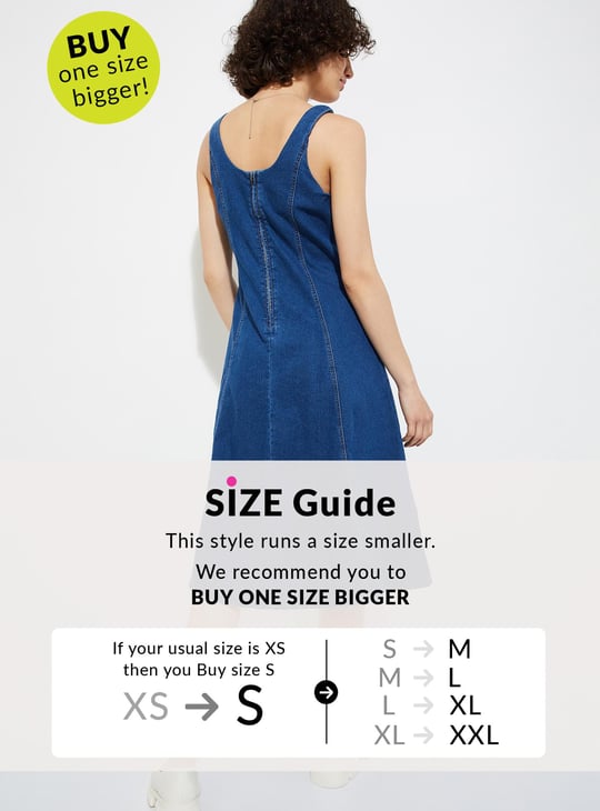 URB_N Women Panelled Denim Dress