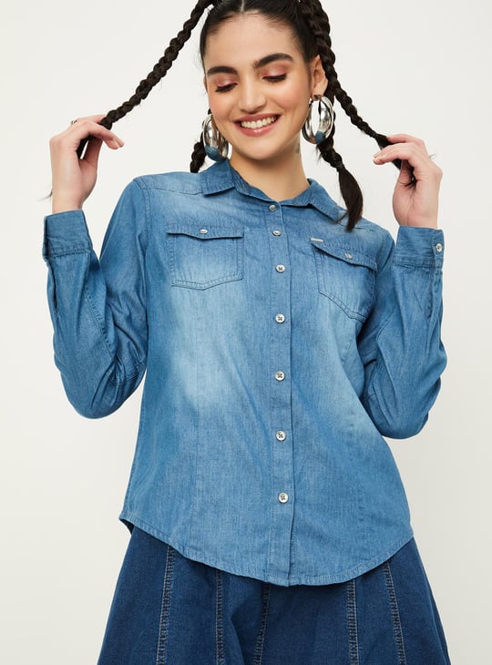 Women Washed Denim Shirt
