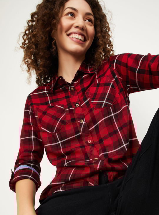 Women Tartan Checked Yarn Dyed Shirt