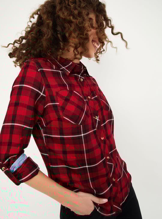 Women Tartan Checked Yarn Dyed Shirt