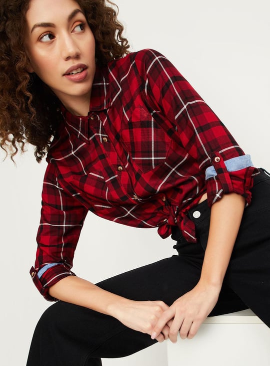 Women Tartan Checked Yarn Dyed Shirt