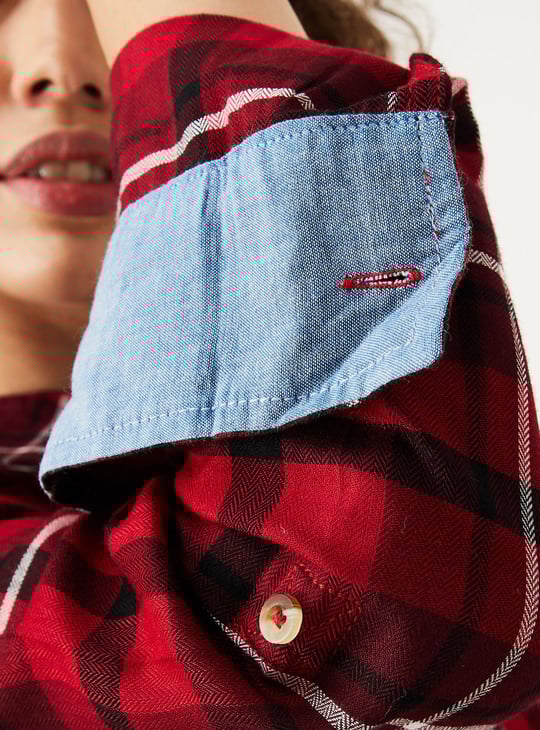 Women Tartan Checked Yarn Dyed Shirt