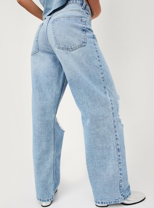 Women Baggy Fit Distressed Jeans