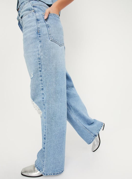 Women Baggy Fit Distressed Jeans