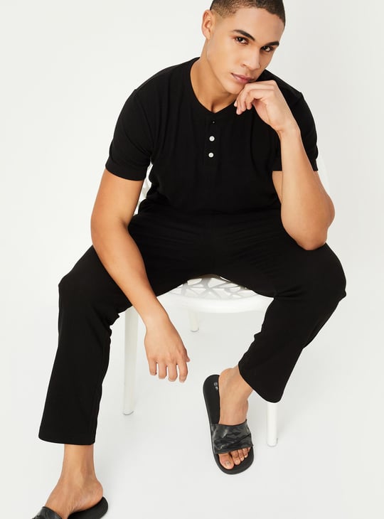 Men Knit Henley T-shirt