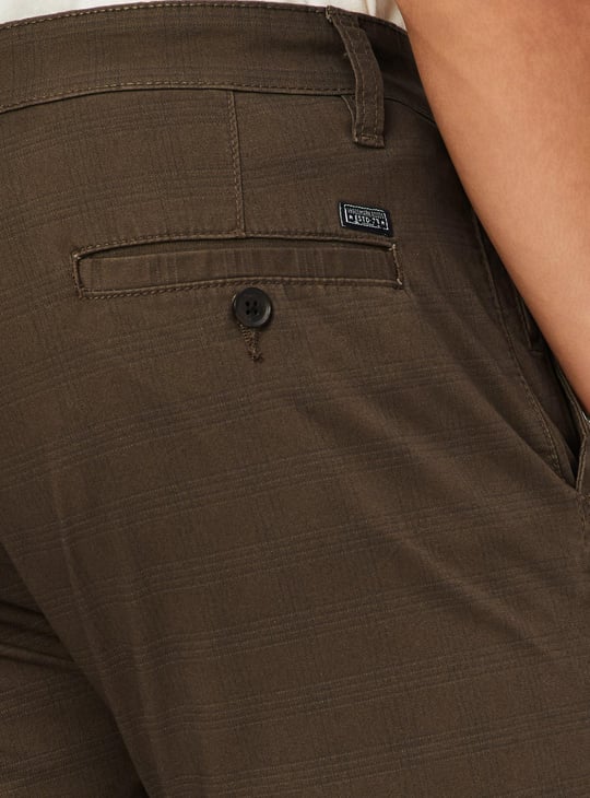 Men Checked Carrot Fit Stretch Chinos