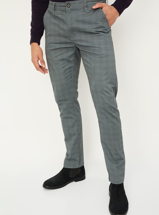 Men Checked Carrot Fit Stretch Chinos