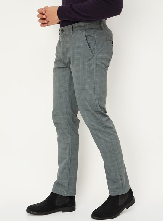 Men Checked Carrot Fit Stretch Chinos