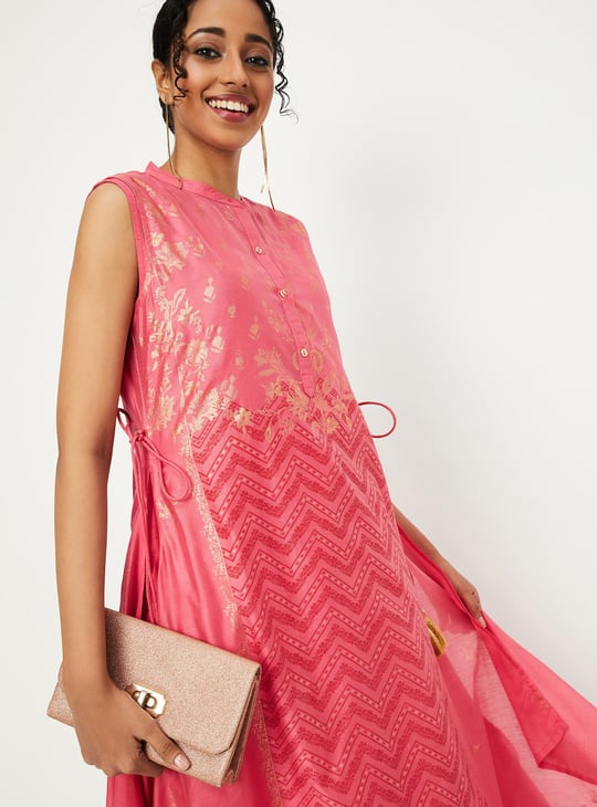 Women Foil Printed Layered Kurta