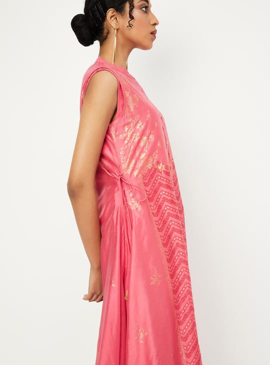 Women Foil Printed Layered Kurta