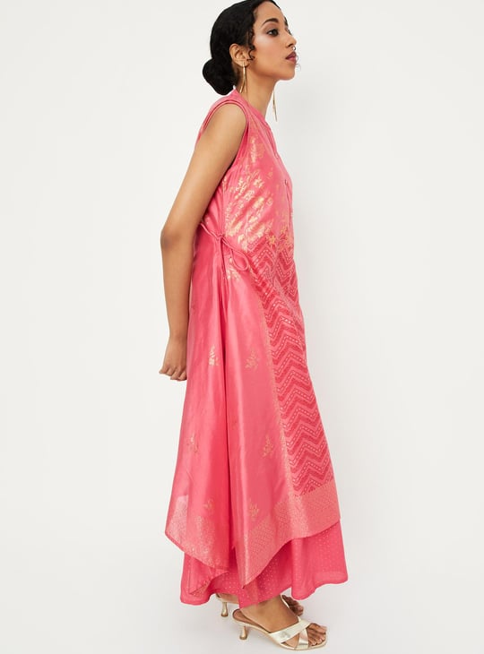 Women Foil Printed Layered Kurta