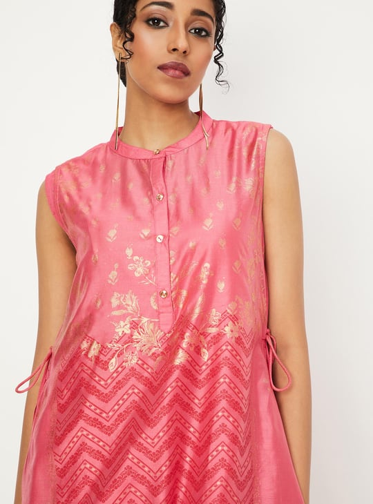 Women Foil Printed Layered Kurta