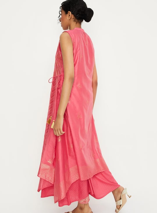 Women Foil Printed Layered Kurta