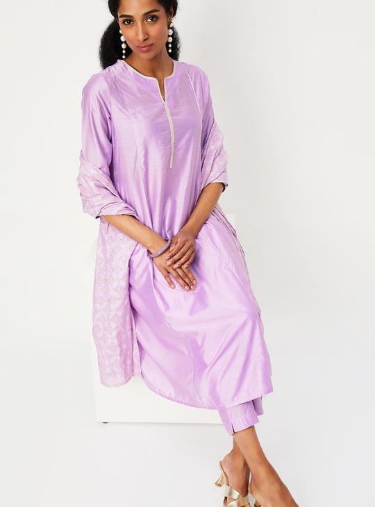 Women Solid A-Line Kurta Set