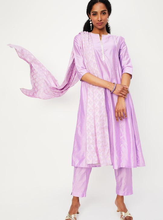Women Solid A-Line Kurta Set