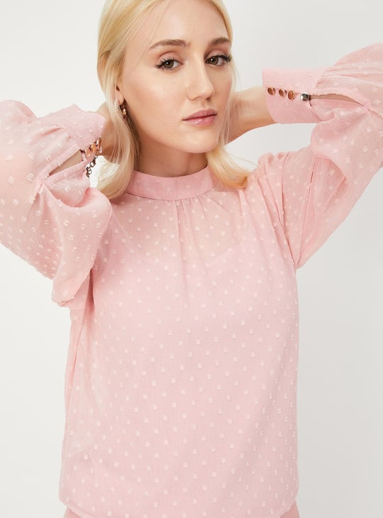Women Dobby Blouse with Camisole