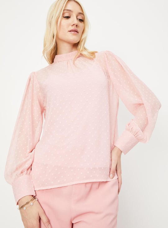 Women Dobby Blouse with Camisole