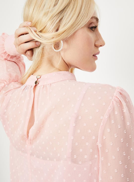 Women Dobby Blouse with Camisole