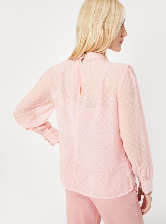 Women Dobby Blouse with Camisole