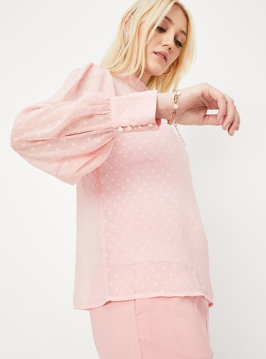 Women Dobby Blouse with Camisole