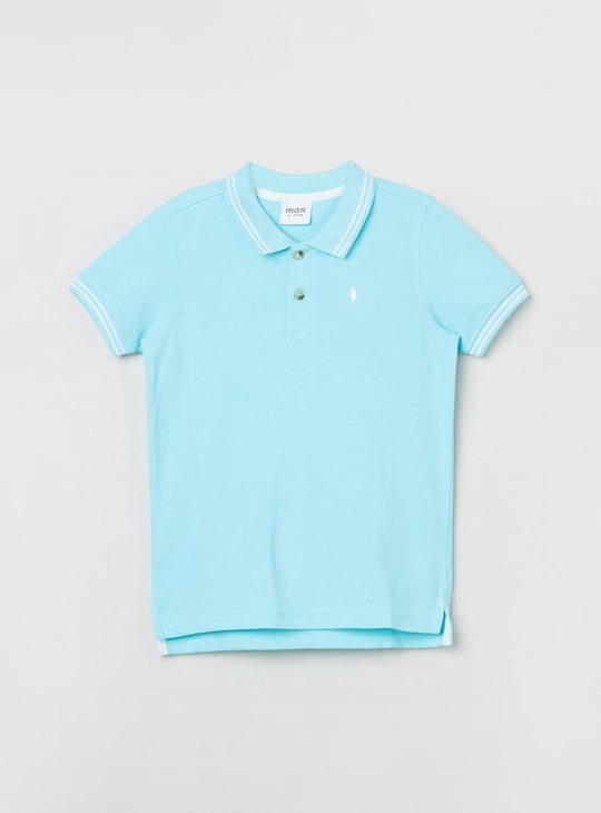 Boys Solid Polo T-shirt with Step Hem