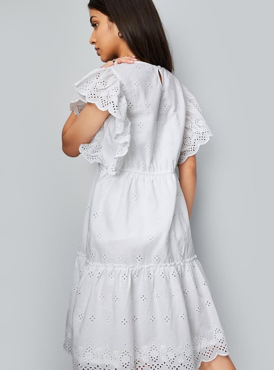 Girls Schiffli Tiered Dress