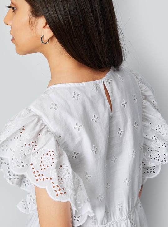 Girls Schiffli Tiered Dress